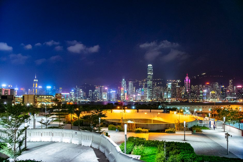 clouds, hong kong, buildings, haze, misty, illuminated, city lights, skyline, cityscape, urban, urban landscape, skyscrapers, aerial view, night, nature, mist, city, night photography